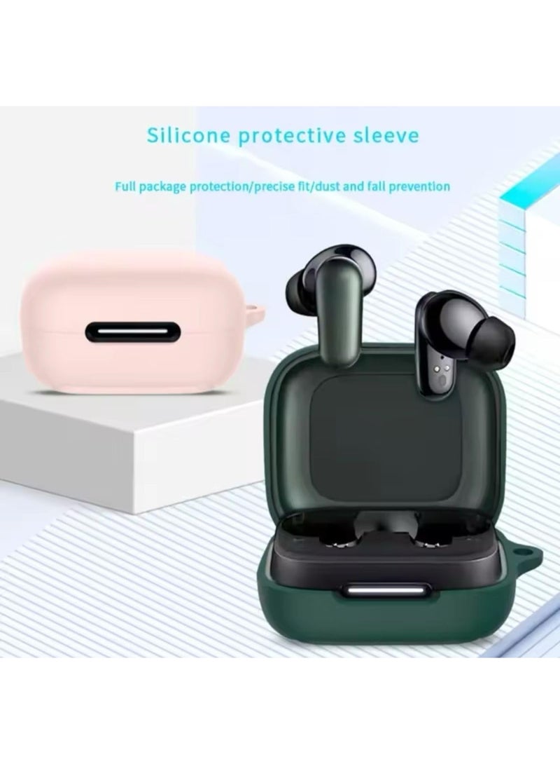 Fekra Compatible with Anker Soundcore R50i NC/Anker P30i Case Cover, Soft Silicone Shockproof Protective Case Wireless Earbuds with Carabiner, Front LED Visible (Pink) - Image 2